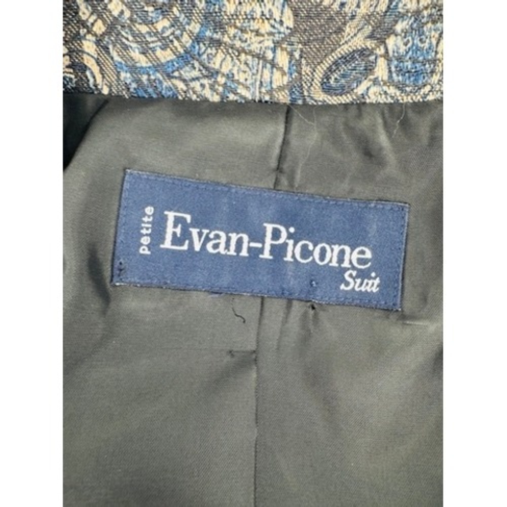 Evan-Picone Blazer Womens‎ Petite Blue Tan Paisley Tapestry 3-Button Suit Jacket - Picture 2 of 13